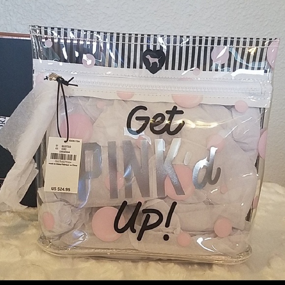 PINK Victoria's Secret Handbags - NWT! Victoria's Secret Striped Pink Beauty Bag